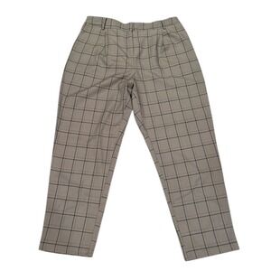 GRACE KARIN Women's Plaid Trousers Elastic Waist Cropped Pants Size XL